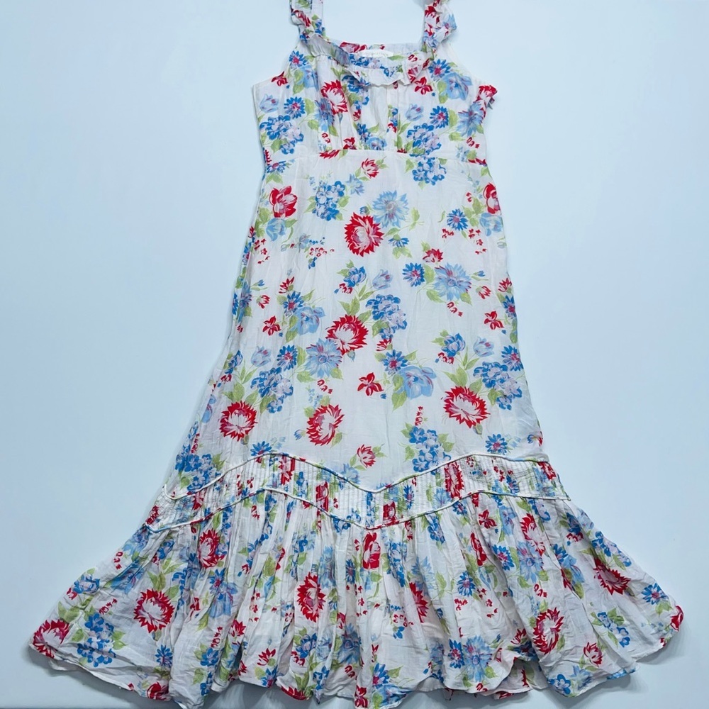 Love Shack Fancy Weslan Midi Dress Cherry Skies Womens Size 4 Lined Cotton Silk
